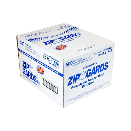 Zipgards Zipgard Freezer Bag Pint Zg6, PK500 304985461